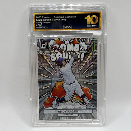 2023 Donruss Andy Pages Bomb Squad Silver Mojo Parallel Dodgers Graded 10 MLB