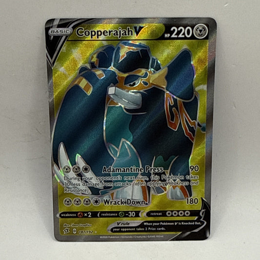 Pokemon Card Copperajah V 187/192 Rebel Clash Full Art Near Mint Card