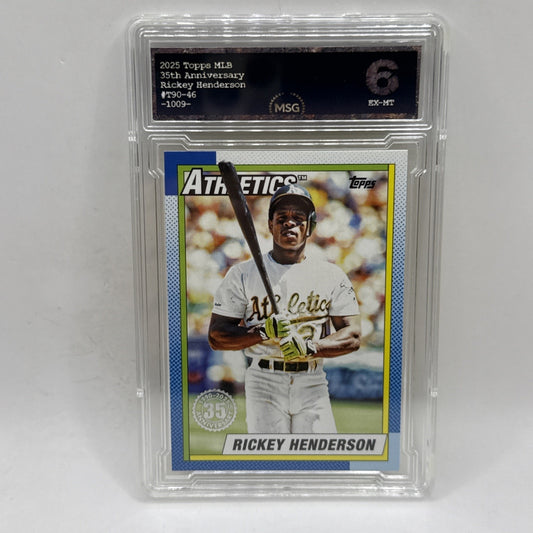 2025 Topps Series 1 35th Anniversary #T90-46 Rickey Henderson, HOF Graded 6 MLB