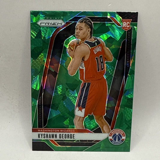 2024-25 Panini Prizm Kyshawn George #257 Green Ice Washington Wizards