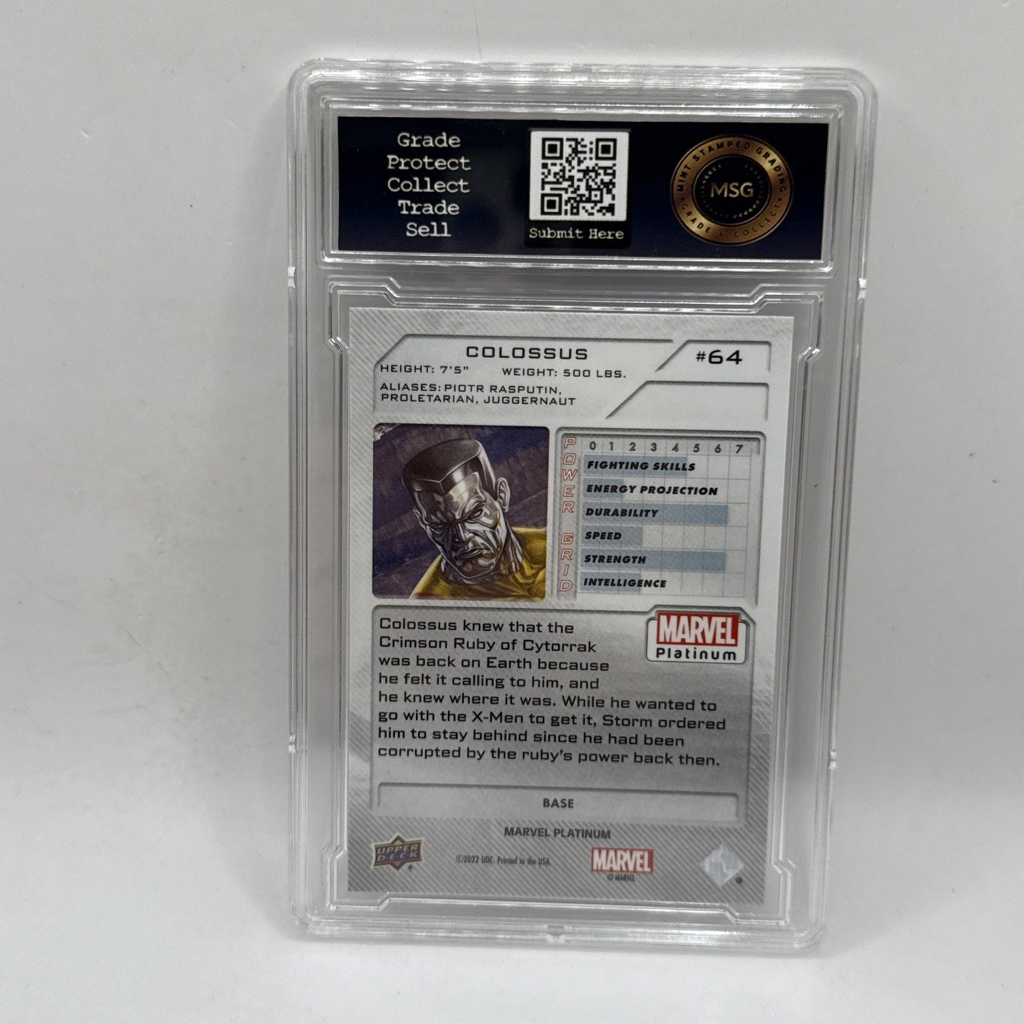 #64 COLOSSUS 2023 Upper Deck Marvel Platinum Graded 9 Mint Collectible Card