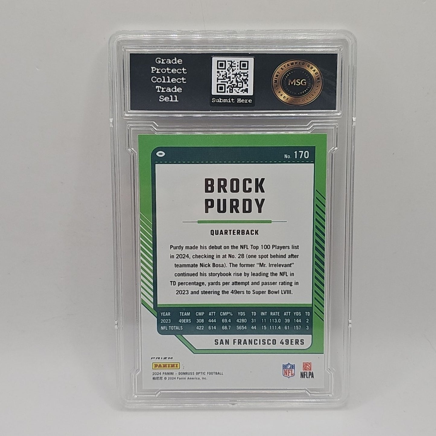 2024 Panini Donruss Optic Brock Purdy Silver Holo Prizm #170 NFL 49ers Graded 8