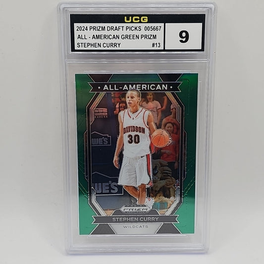 2024 Panini Prizm Draft Picks #13 Stephen Curry All-American Prizms Green Graded