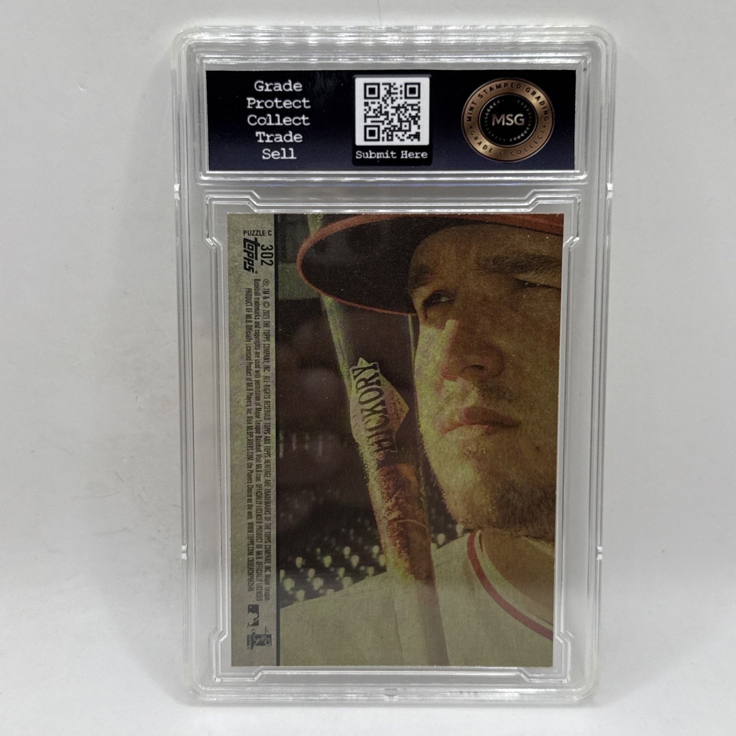 Nate Pearson In Action RC 2021 TOPPS Heritage Rookie & Mike Trout #302 Graded 6