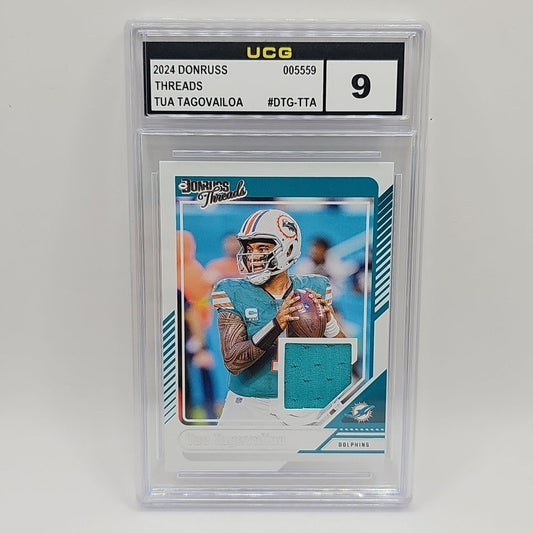 2024 Panini Donruss Donruss Threads Tua Tagovailoa #DTH-TTA Graded 9 NFL Patch