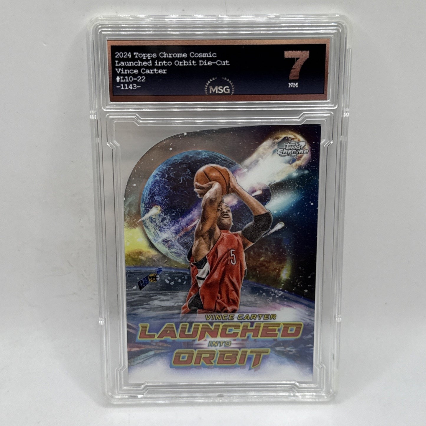 2023-24 Topps Chrome Cosmic #LIO-22 Vince Carter Launched Into Orbit Graded 7 NM