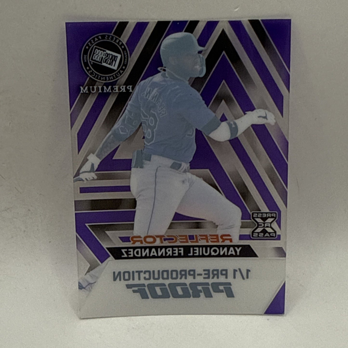 2024 LEAF METAL YANQUIEL FERNANDEZ CLEAR PURPLE PRE-PRODUCTION PROOF 1/1 ROCKIES