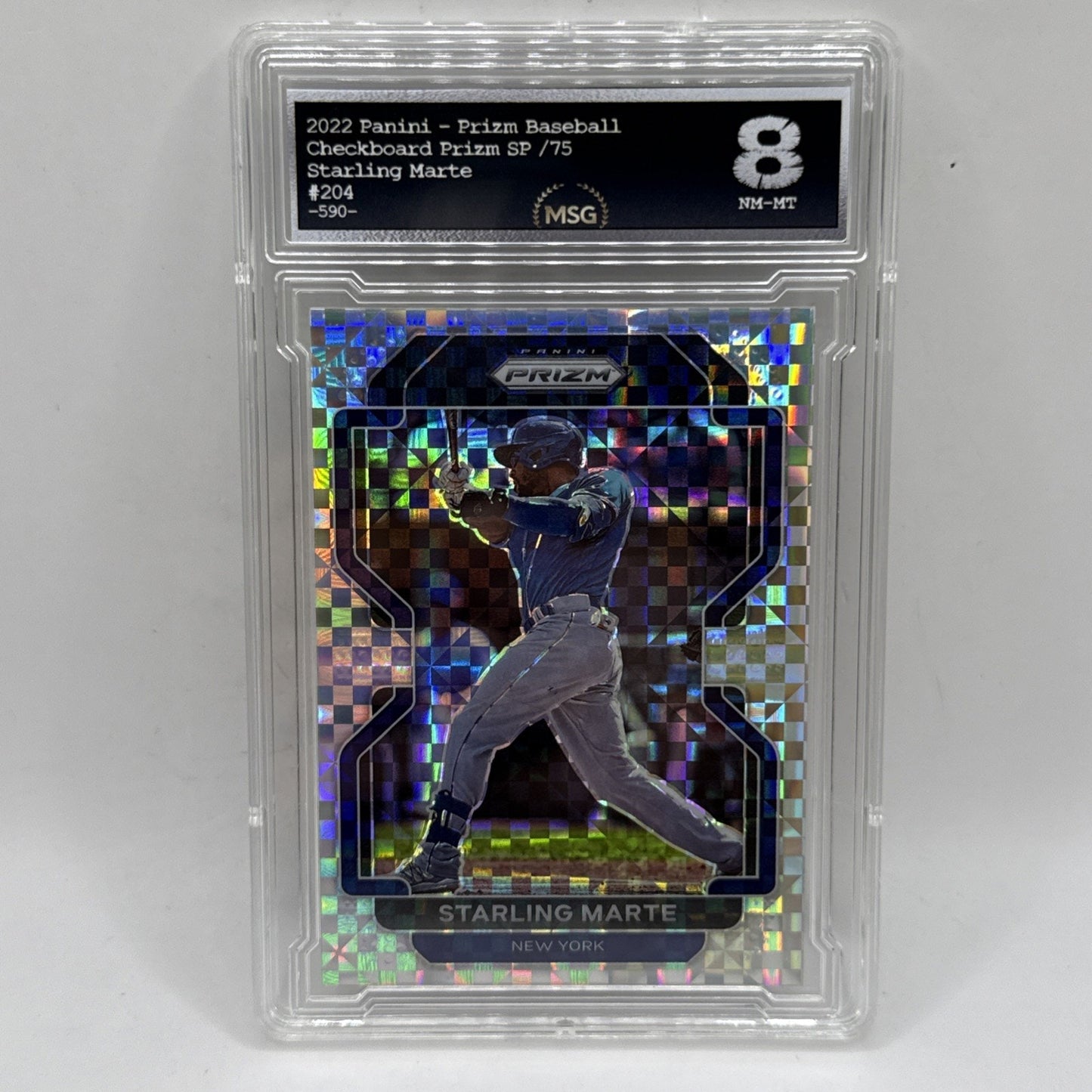 2022 Panini Prizm Starling Marte #204 Checkerboard Prizm 3/75 New York Graded 8