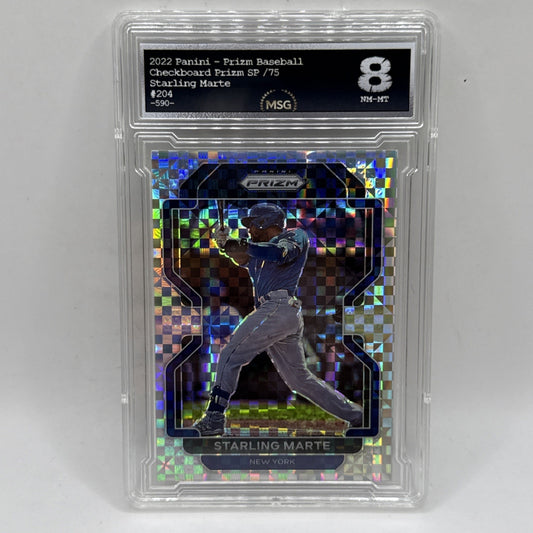 2022 Panini Prizm Starling Marte #204 Checkerboard Prizm 3/75 New York Graded 8