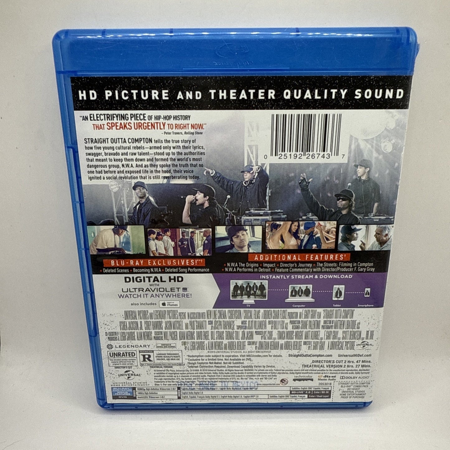 Straight Outta Compton (Blu-ray, 2015) Unrated Directors Cut - Dr.Dre, Eazy-E