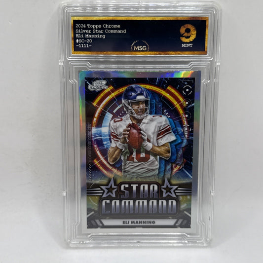 Eli Manning Star Command 2024 Topps Chrome Cosmic Football SC-20 Giants Graded 9