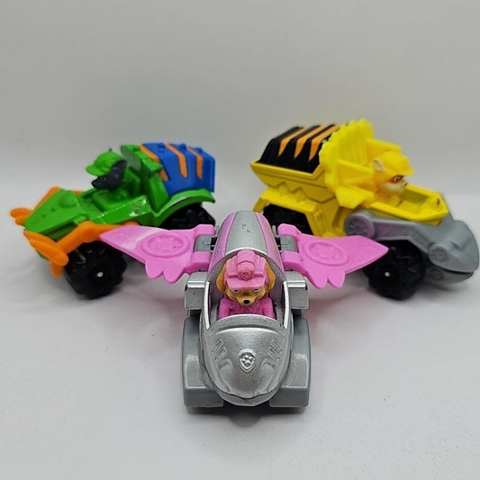 Paw Patrol True Metal Dino Rescue Collectible Die-Cast Vehicle Lot Of 3