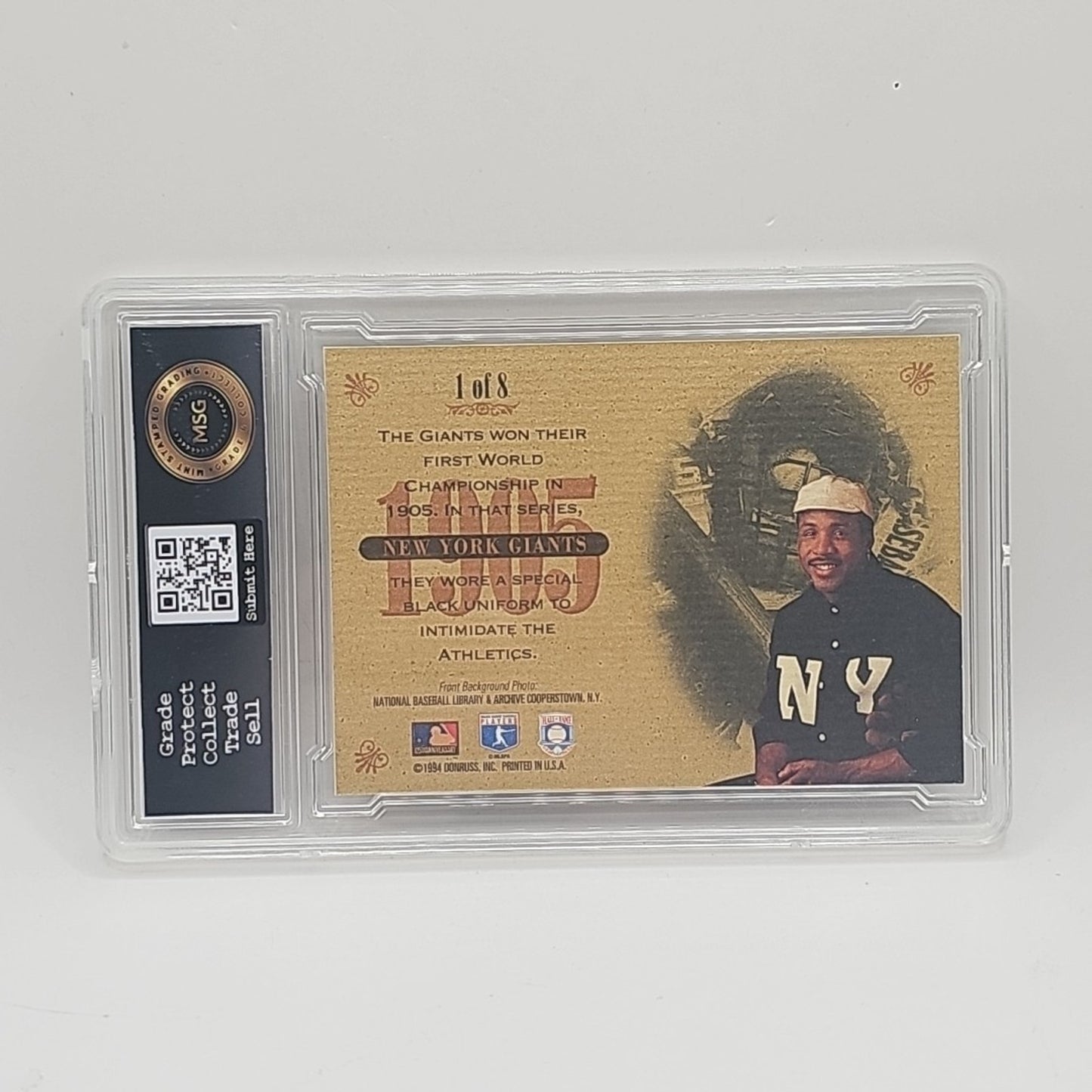 1994 DONRUSS STUDIO #1 OF 8 BARRY BONDS 1905 GIANTS BASEBALL CARD GRADED 6