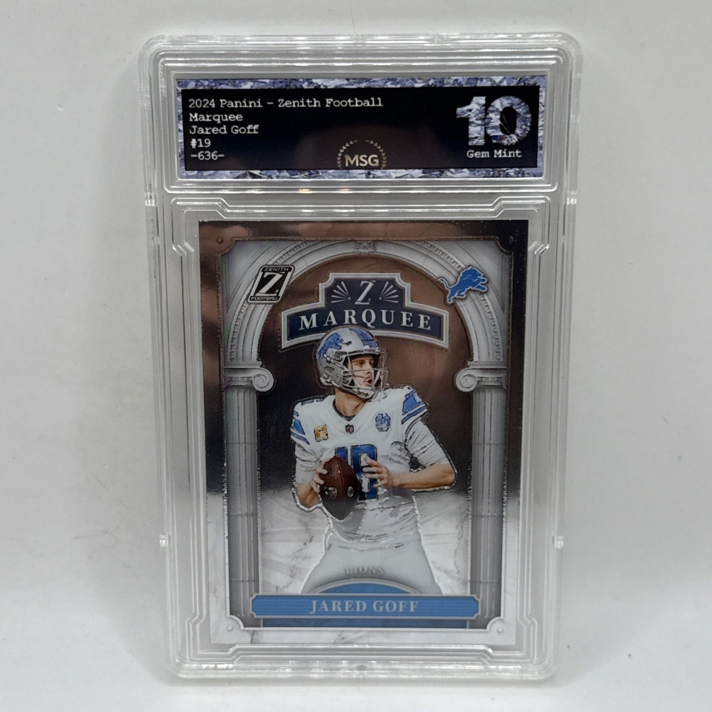 Jared Goff - 2024 Zenith Football Z Marquee Insert #19 - Detroit Lions Graded 10