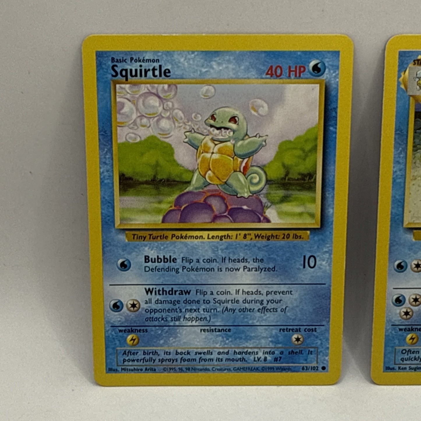 Wartortle 63/130 Base Set 2 & Squirtel 63/102 Base Set WOTC Pokémon HP