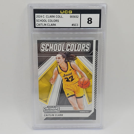 2024 Panini Caitlin Clark Collection School Colors #SC3 Graded 8 WNBA Card