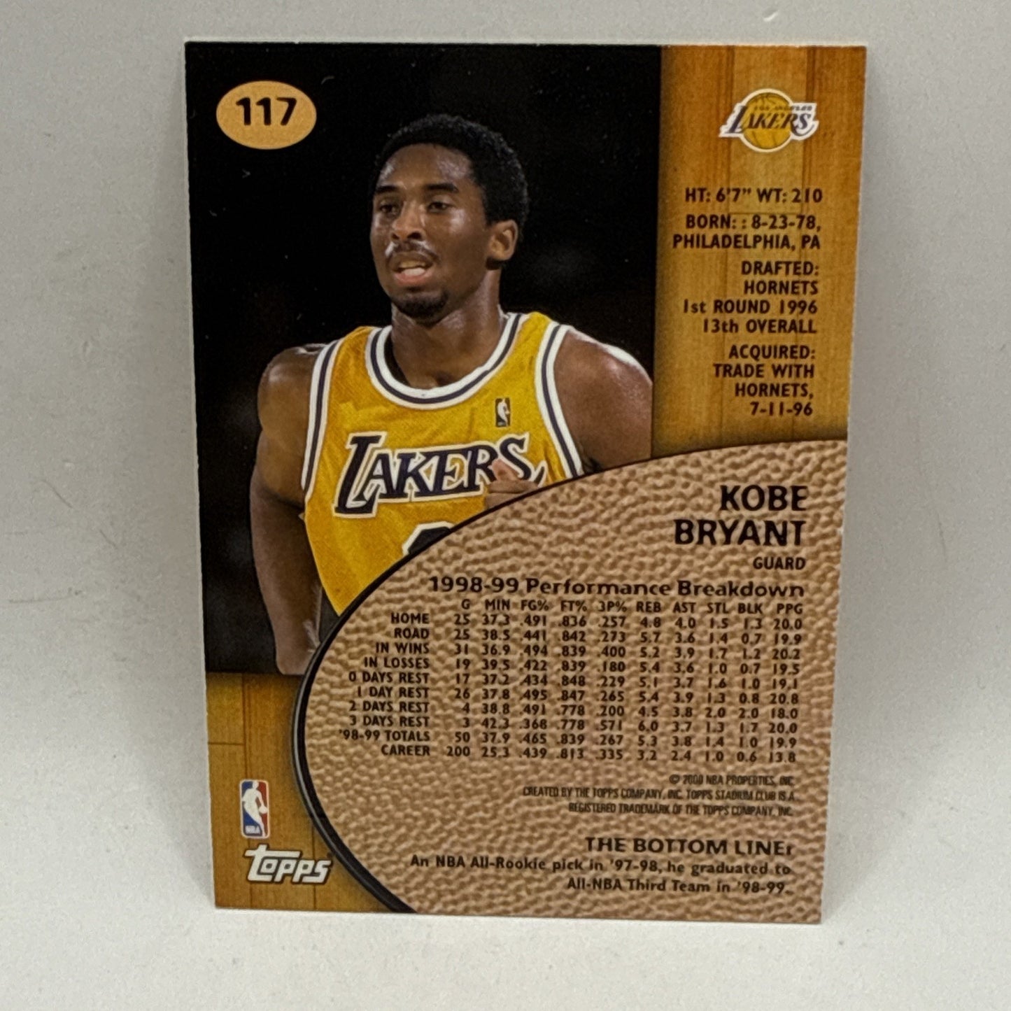 1999-00 Topps Stadium Club #117 Kobe Bryant HOF Los Angeles Lakers