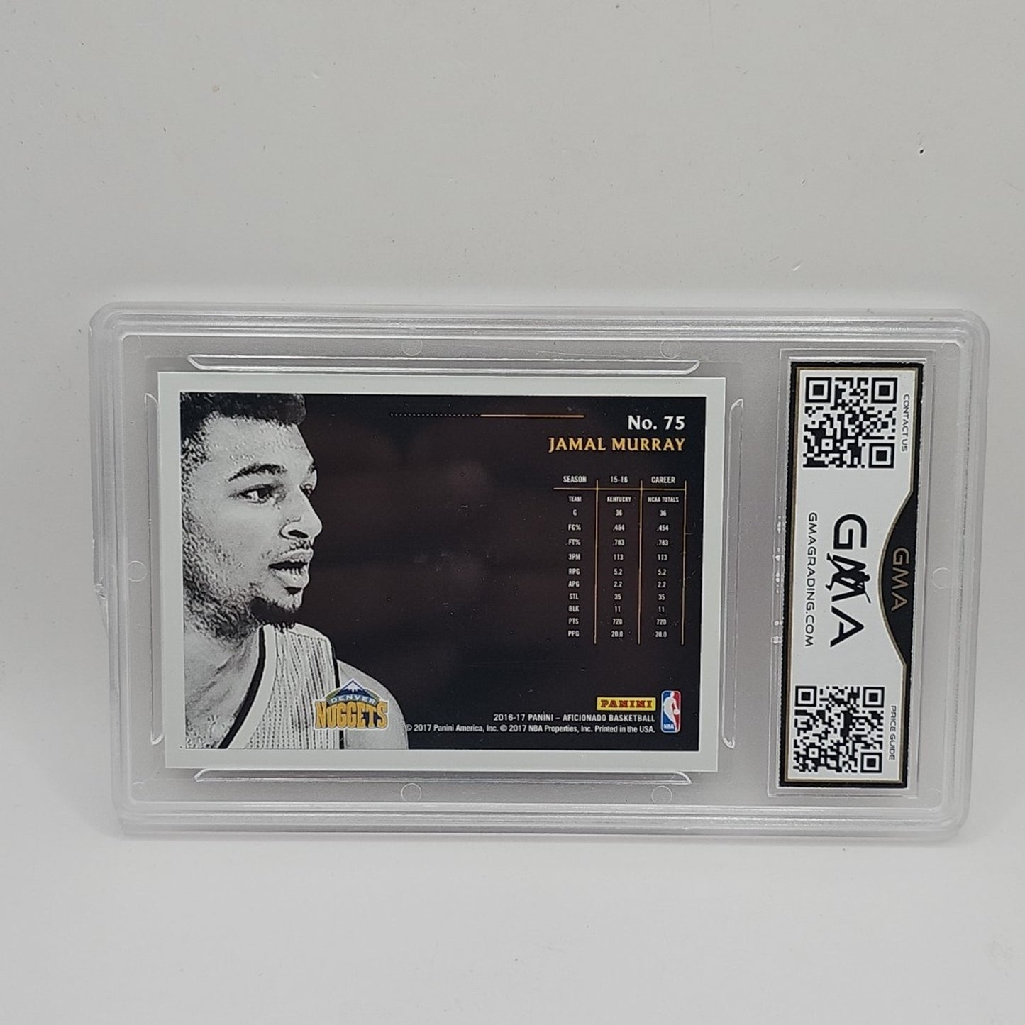 2016 Panini Aficionado Jamal Murray Rookie Denver Nuggets #75 Graded 10 Gem-MT
