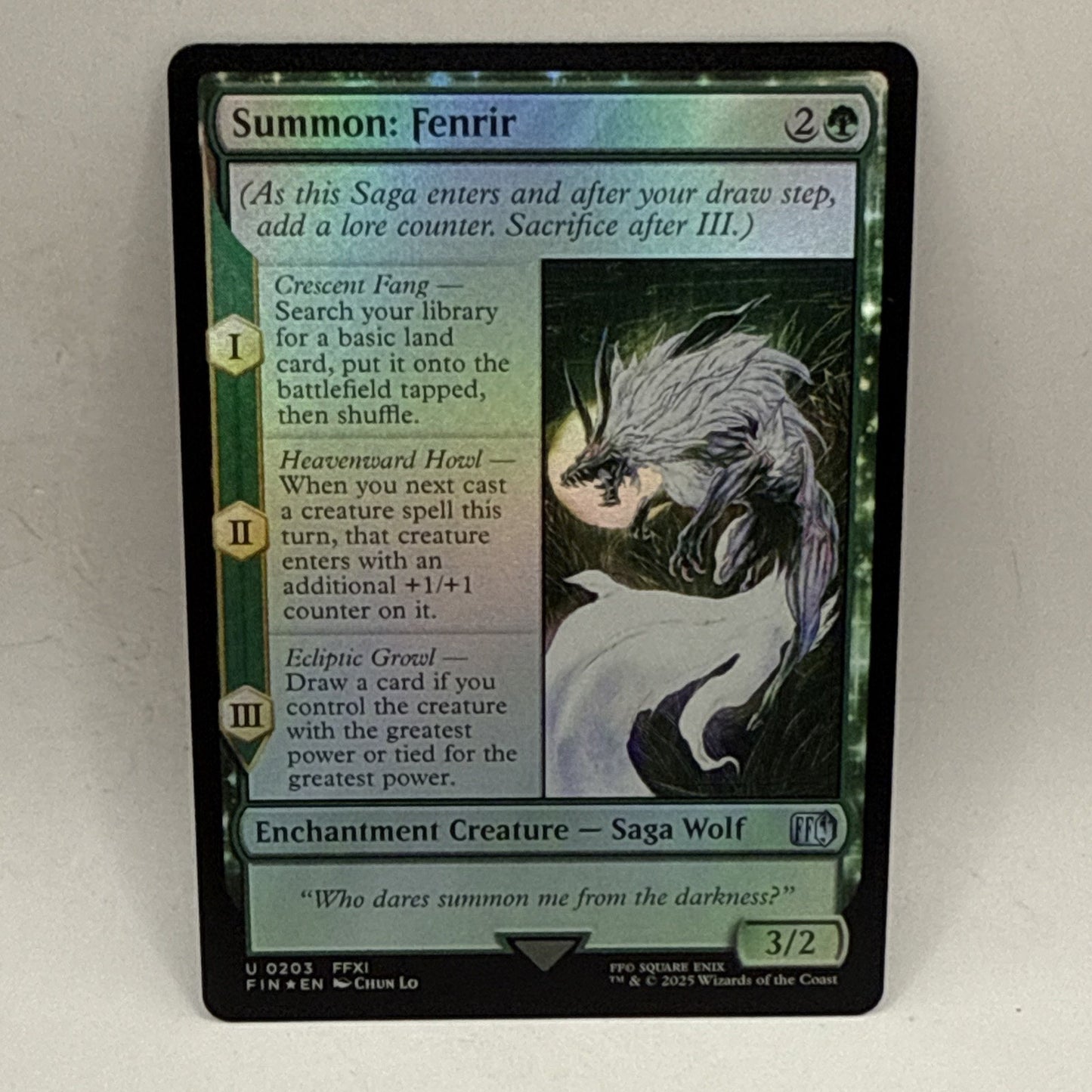 Final Fantasy -Summon: Fenrir - Green - Enchantment Creature - Foil - Fin 203 -