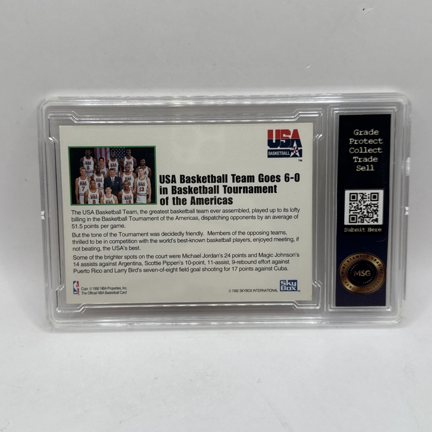 USA Basketball Team 1992 Hoops Gold Team Card *Jordan, Magic, Bird* Graded 5 NBA
