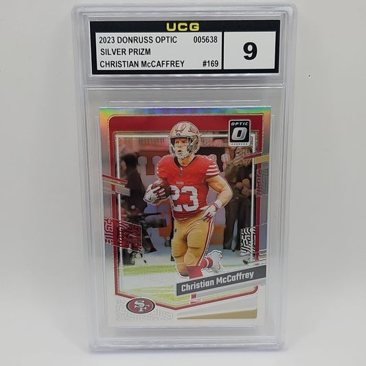 2023 Donruss Optic Christian McCaffrey Silver Holo Prizm #169 49ers Graded 9 NFL