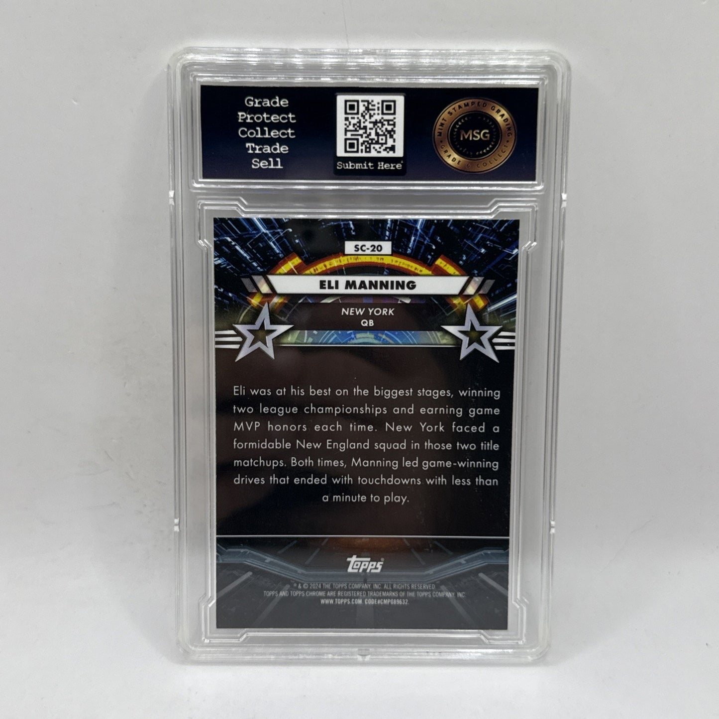 Eli Manning Star Command 2024 Topps Chrome Cosmic Football SC-20 Giants Graded 9