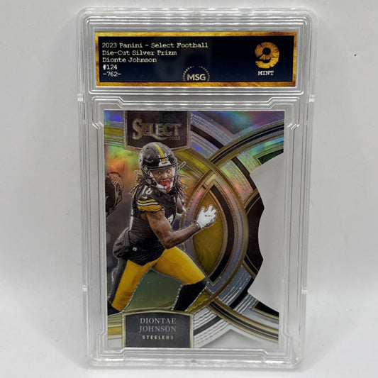 2023 Panini Select - Diontae Johnson #124 Silver Prizm Die-Cut Graded 9 NFL Card