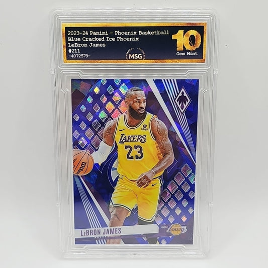 2023-24 Panini Phoenix #211 Blue Ice LeBron James Los Angeles Lakers Graded 10