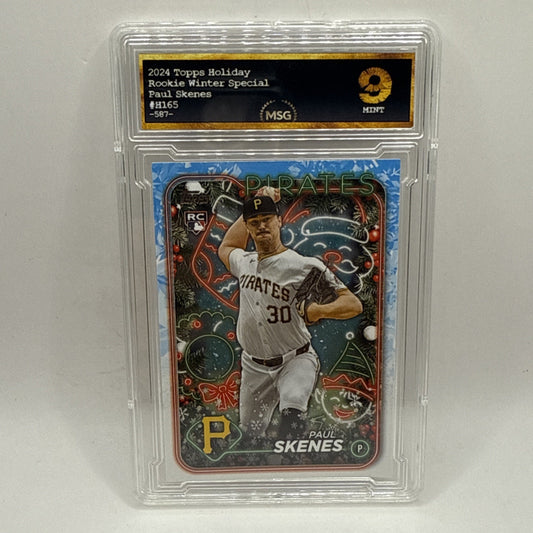 2024 Topps Holiday Paul Skenes RC Rookie #H165 Pirates Graded 9 Mint Card MLB