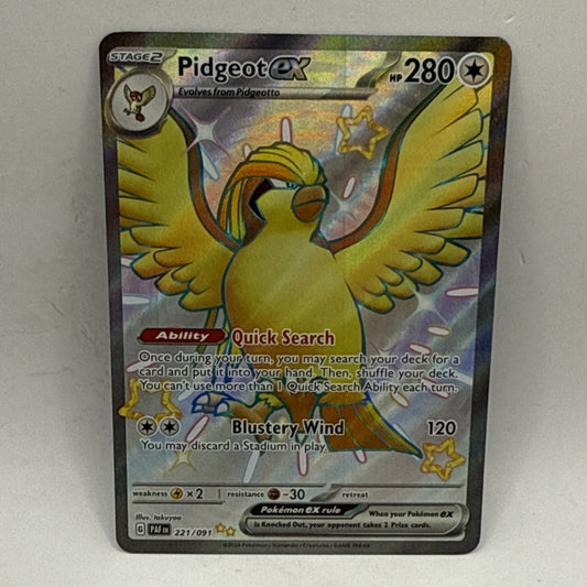 Pidgeot EX Shiny Ultra Rare 221/091 Paldean Fates Pokemon TCG LP Card