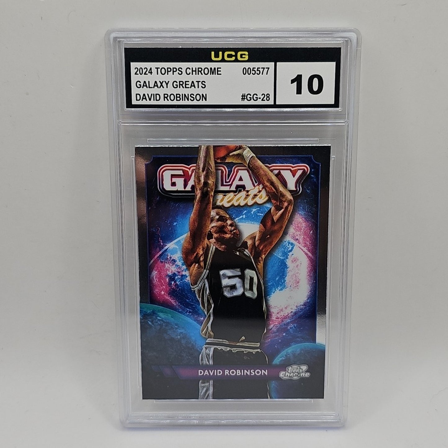 #GG-28 2024 Topps Chrome Cosmic Galaxy Greats David Robinson San Antonio Graded