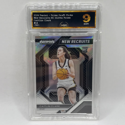 2024 Panini Prizm Draft Picks Caitlin Clark New Recruits Silver Rookie Graded 9