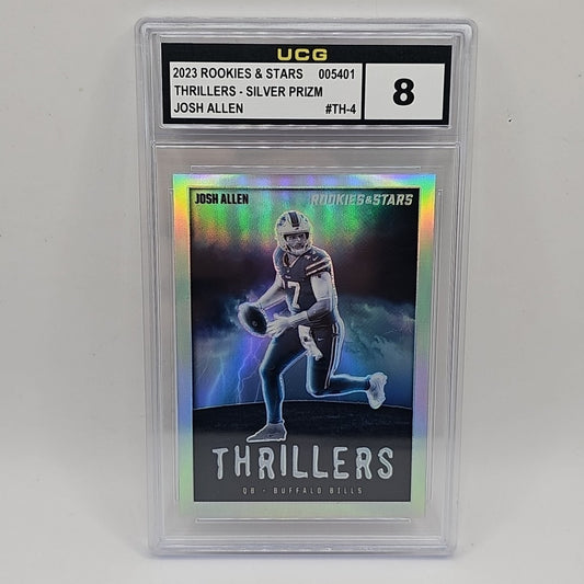 Josh Allen 2023 Panini Rookies & Stars Thrillers Silver Prizm Insert Graded 8