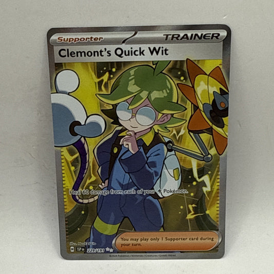 Clemont's Quick Wit 229/191 Sv08: Surging Sparks Holo Pokémon Trainer Card NM