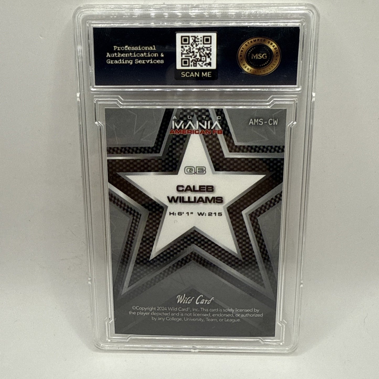 2024 Wild Card Auto Mania Caleb Williams #AMS-CW USA Flag RC /10 Graded 9 NFL