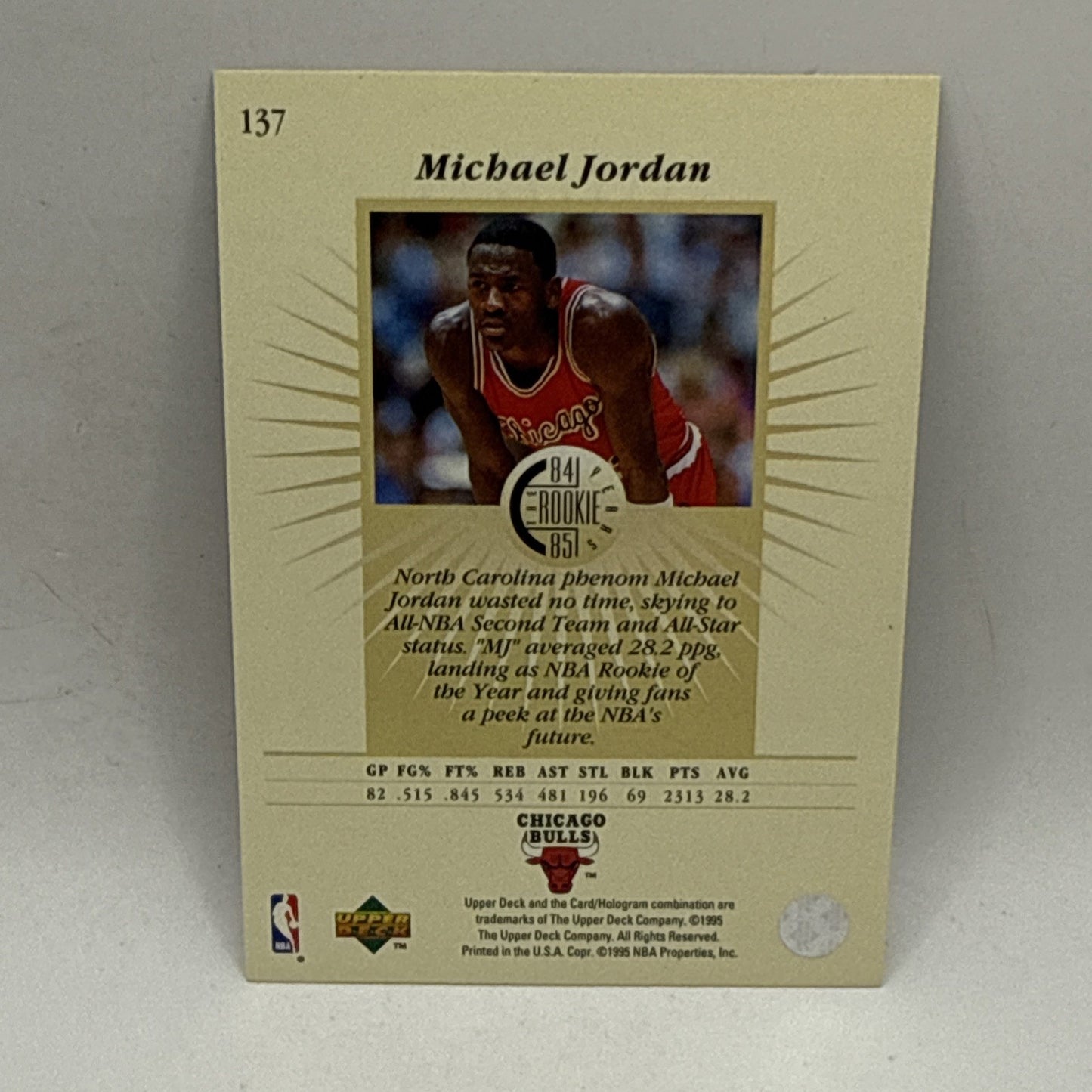 1995-96 Upper Deck 84-85 Rookie Michael Jordan #137 Chicago Bull NBA Card