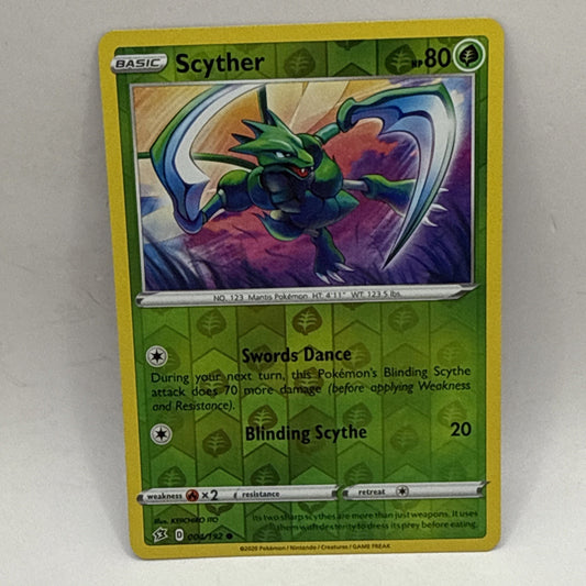 Scyther 004/192 - Pokemon Card SWSH Rebel Clash Reverse HOLO Foil LP