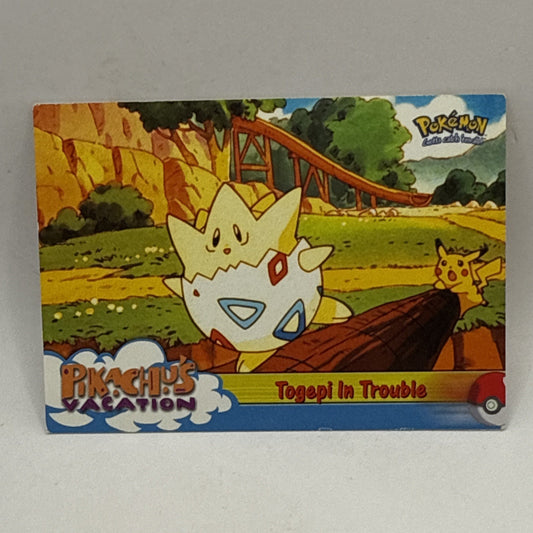 Togepi In Trouble 45 Pikachu's Vacation TOPPS Pokemon the First Movie Blue Logo