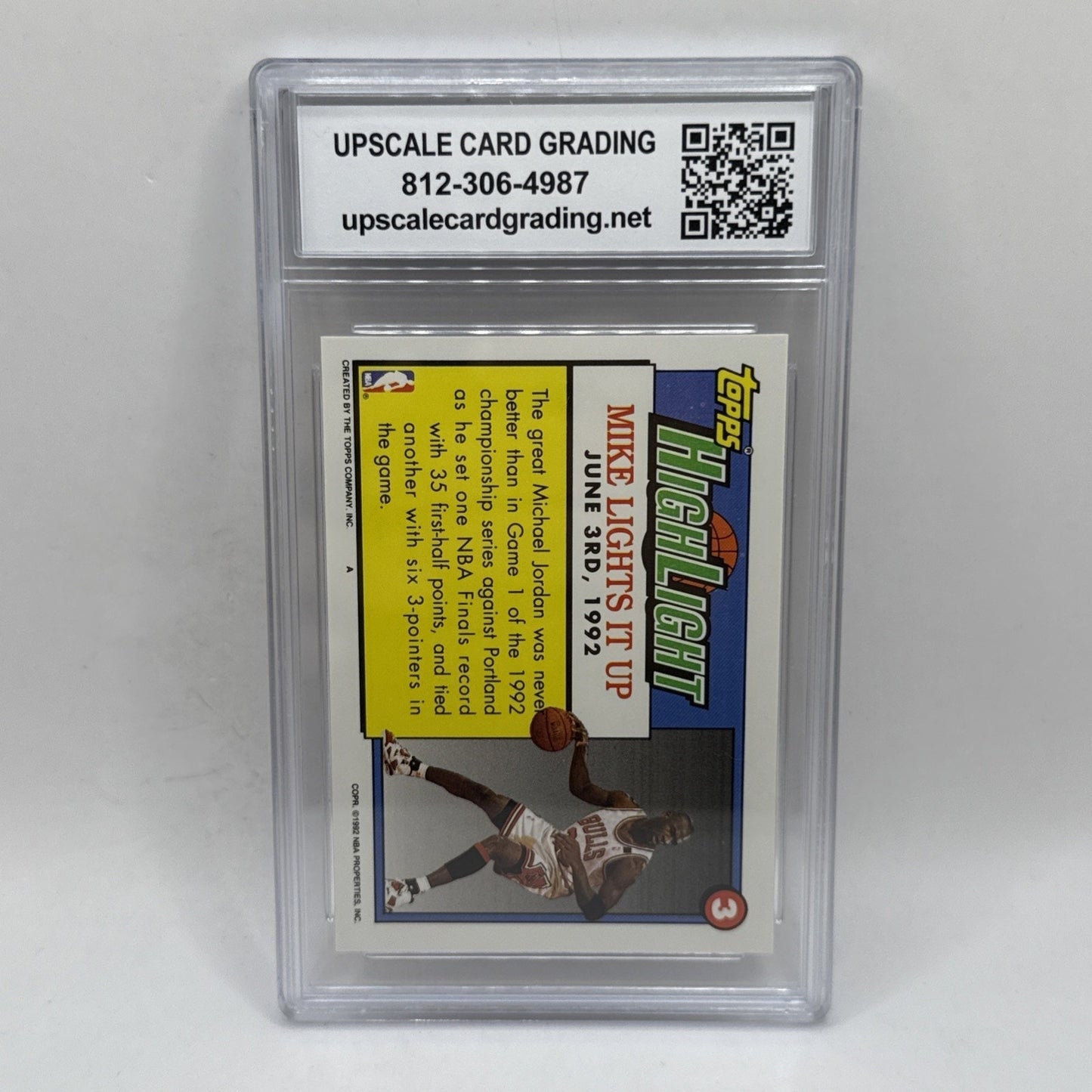 1992 Topps Michael Jordan #3 Graded 10 NBA Chicago Bulls Basketball Card HOF