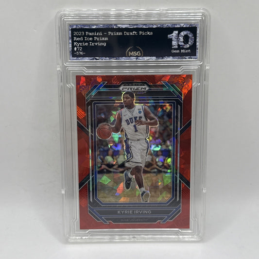 2023 Panini Prizm Draft Picks, KYRIE IRVING, RED CRACED ICE #72 Graded 10