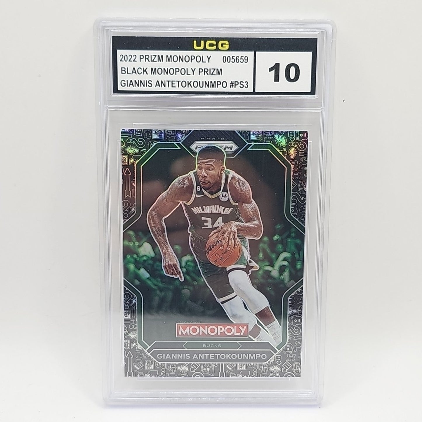 2022-23 Prizm Monopoly Giannis Antetokounmpo Black Icon All-Stars Graded 10 GEM