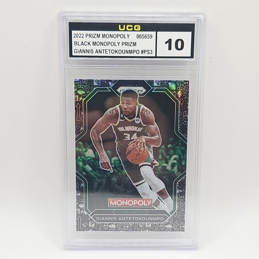 2022-23 Prizm Monopoly Giannis Antetokounmpo Black Icon All-Stars Graded 10 GEM