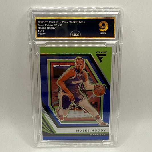 Flux Blue Moses Moody SP /99 NBA Golden State Warriors Graded 9 Short Print