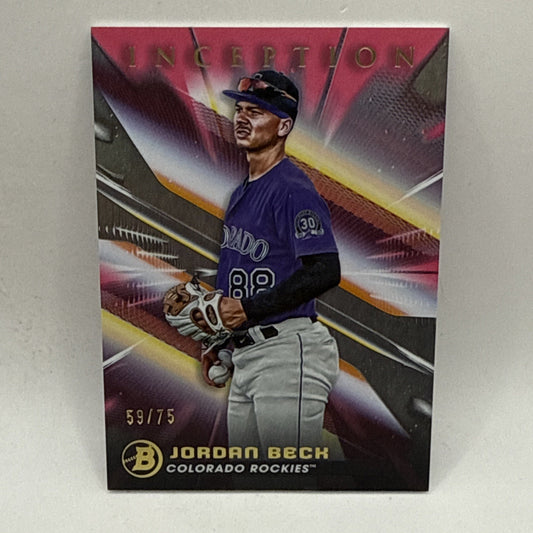2023 BOWMAN INCEPTION JORDAN BECK CARD /75 MLB COLORADO ROCKIES