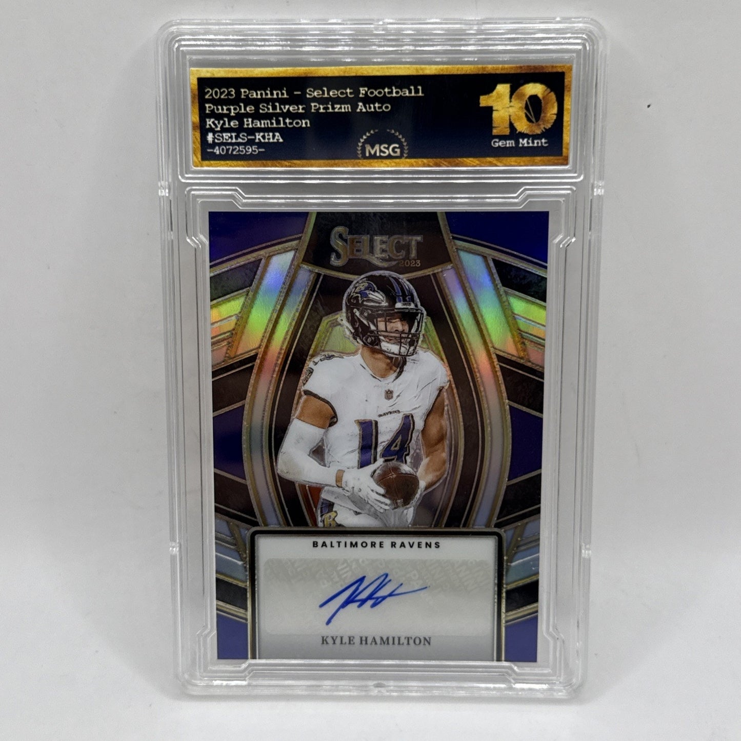 2023 Panini Select Kyle Hamilton Autograph Prizm NFL Ravens Graded 10 Gem Mint