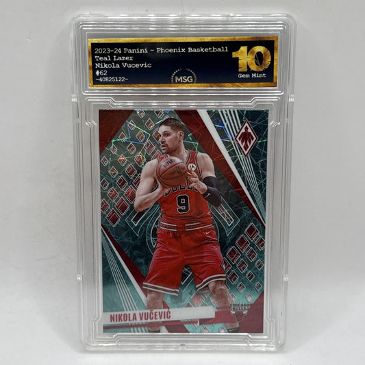 2023-24 Panini Phoenix Nikola Vucevic Teal Laser Chicago Bulls Graded 10 NBA