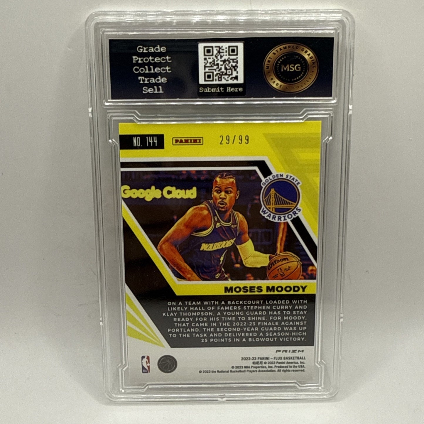 Flux Blue Moses Moody SP /99 NBA Golden State Warriors Graded 9 Short Print
