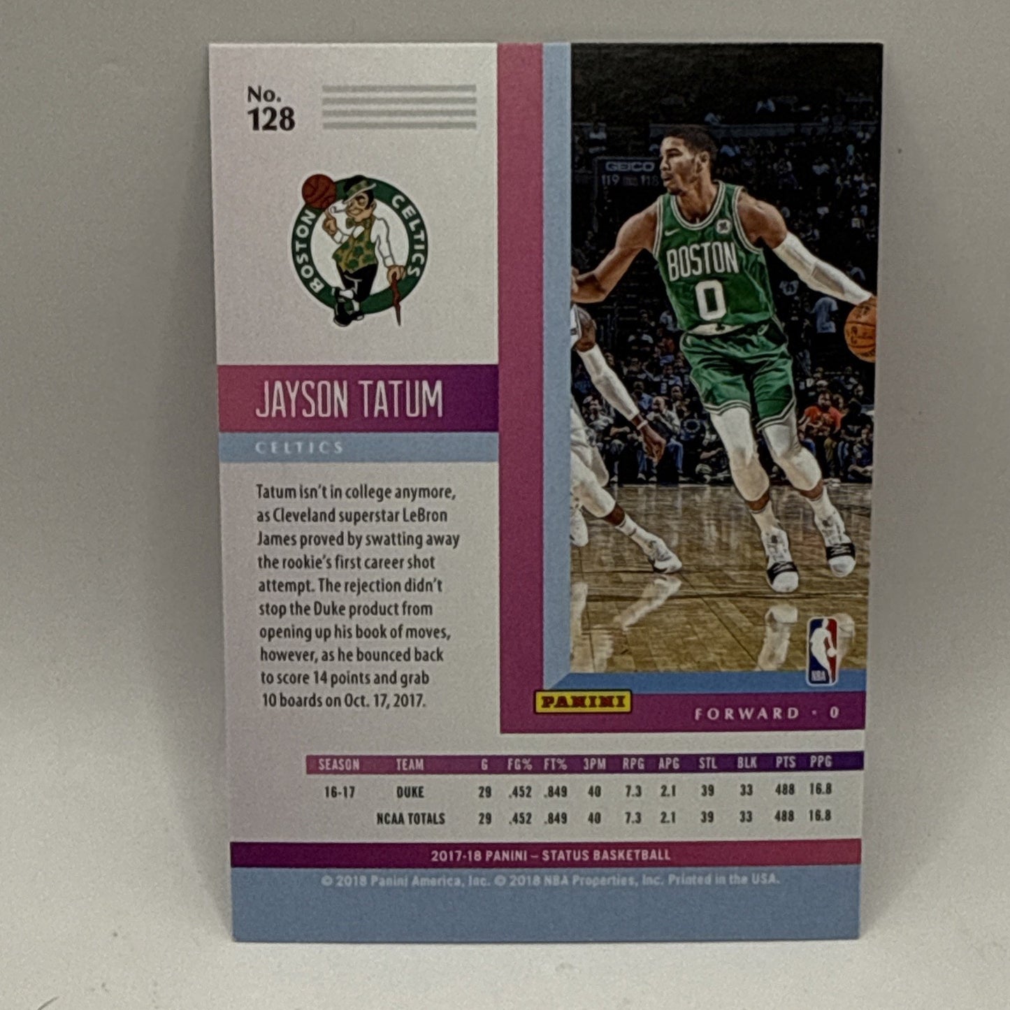 Jayson Tatum 2017-18 Panini Status Basketball Rookie Card #128