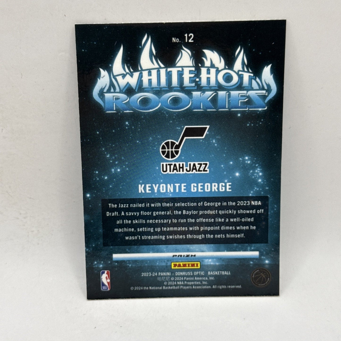 2023-24 Optic Keynote George White Hot Rookies Purple Holo RC # 12 SP Utah Jazz