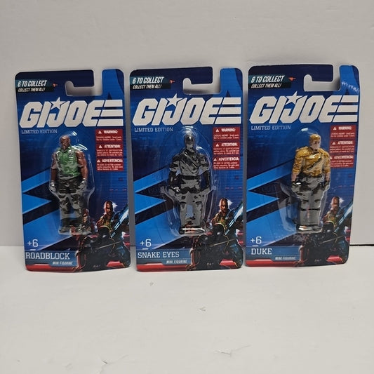 GI Joe ROADBLOCK, SNAKE EYES & DUKE 2.5" Mini figurine figure TOY LOT
